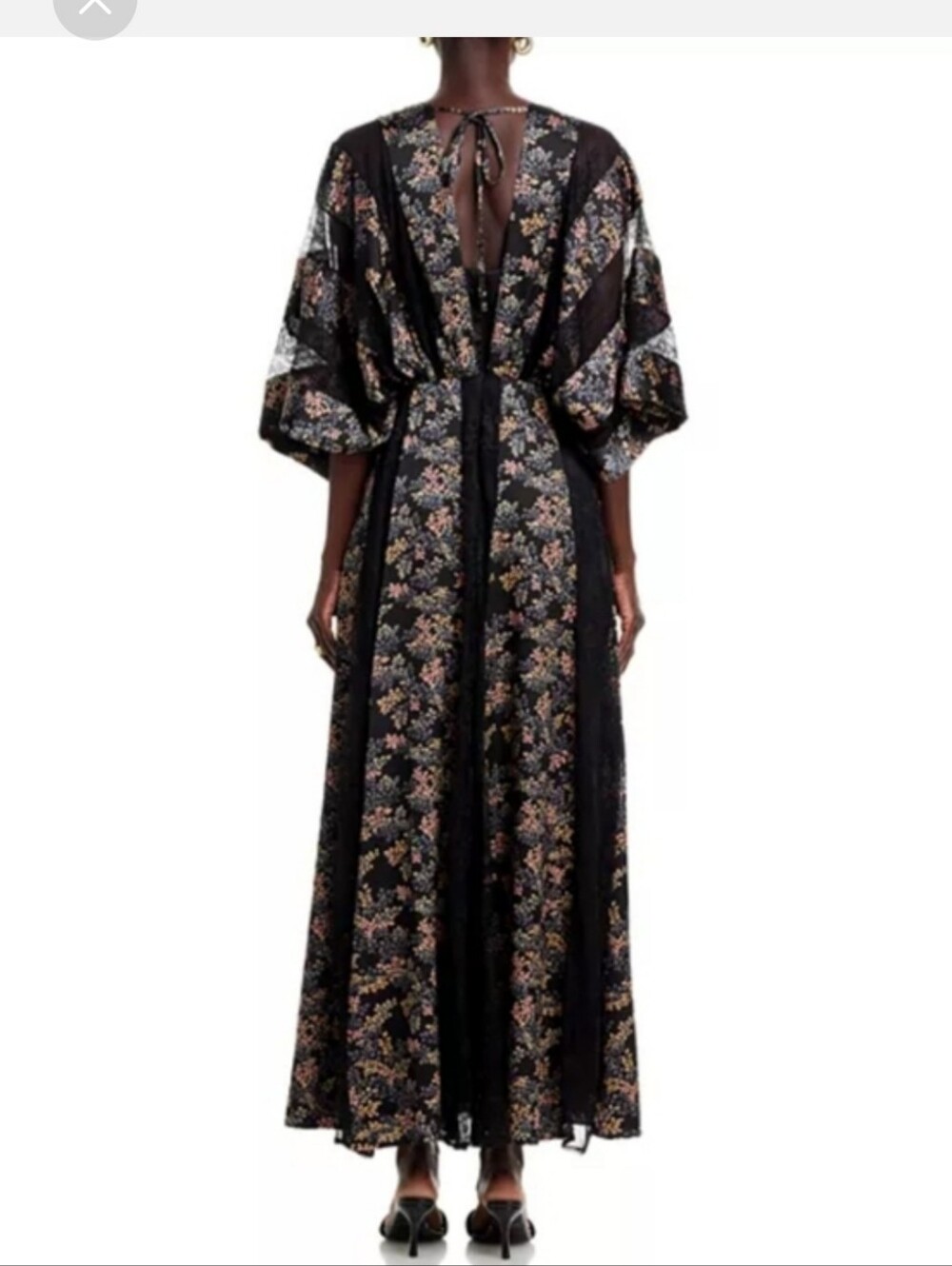 Koko + Mason Printed Kimono Sleeve Lace Maxi Dress